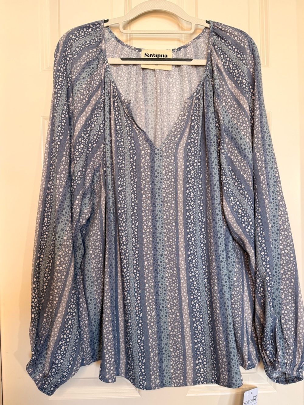Savanna Jane Light Blue Floral Peasant Top